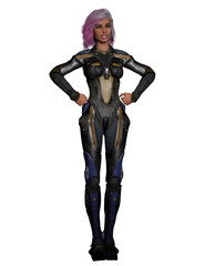 Sexy Female Science Fiction Character 3D Rendering
