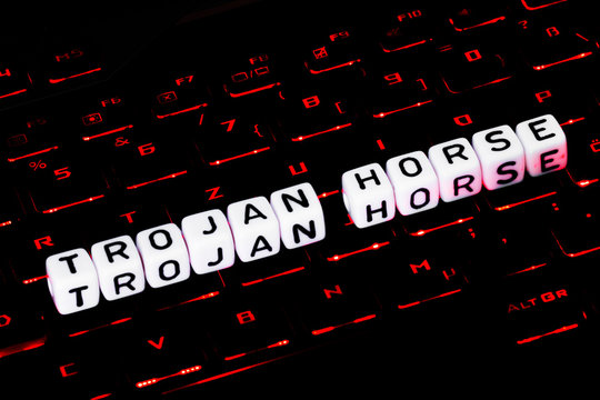 Trojan horse symbol on a keyboard