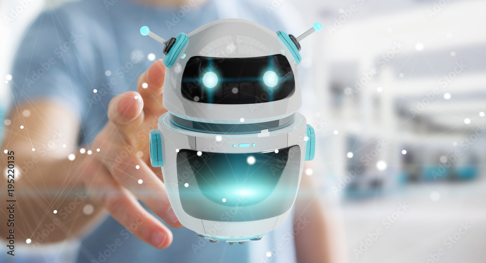 Aufkleber Businessman using digital chatbot robot application 3D rendering