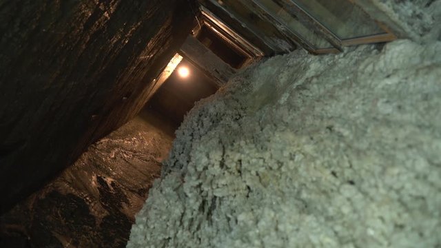 Low angle of a wall covered in salt