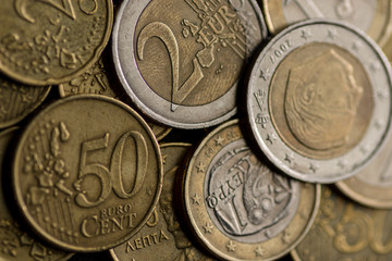 Naklejka premium Money euro coins background