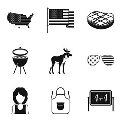 USA style icons set, simple style