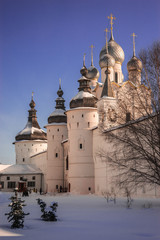 Rostov Kremlin in  snow in winter, Russia