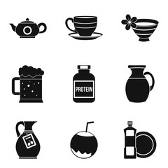 Kitchen kettle icons set, simple style