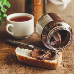 Sandwich with chocolate (chocolate butter) - sweet chocolate