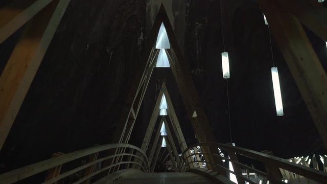 Wooden bridge at Turda Salt Mine