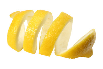 lemon peel isolated on white background