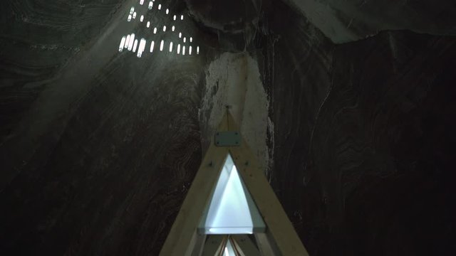 Salted walls and ceiling at Turda Salt Mine