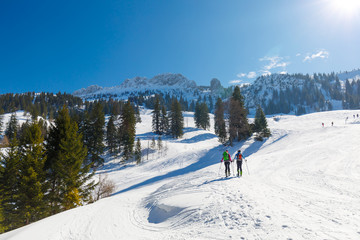Ski tourer on the way up to Mountain Kampenwand