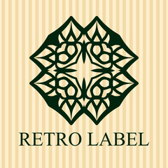 Vintage ornamental logo template with text. Vector illustration