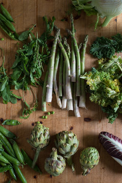 Vegetables on wooden background