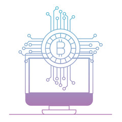 computer display with bitcoin money vector illustration design