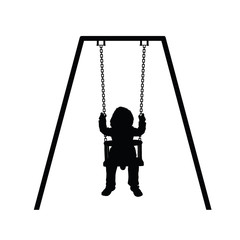 child silhouette cute on swing illustration