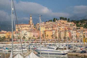 Naklejka premium Panorama und Sehenswürdigkeiten von Menton, Provence, Cote d Azur, Frankreich