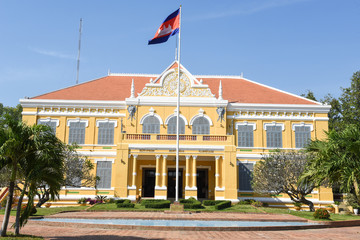 Fototapeta na wymiar Fench colonial governor mansion in Battambang, Cambodia