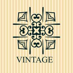 Vintage ornamental logo template with text. Vector illustration