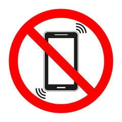 sign forbidden mobile phone on white background