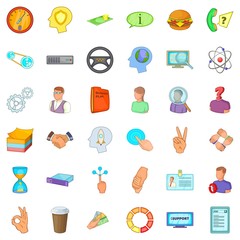 Business environment icons set, cartoon style