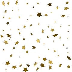 Group of gold star decoration isolated on white background object design on top view