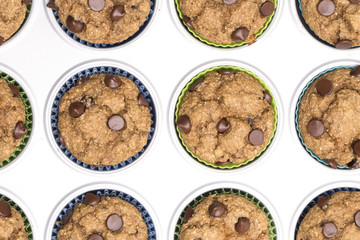 Homemade Chocolate Chip Muffins in a Baking Dish - Powered by Adobe