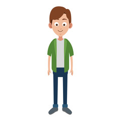 Young man smiling cartoon icon vector illustration graphic design