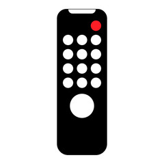 Simple, flat tv remote design. Black, white and red. Isolated on white