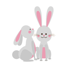 Cute rabbits cartoon icon vector illustration graphic design
