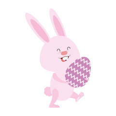 Cute rabbit holding easter egg icon vector illustration graphic design