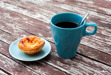 The typical portugal cake with black coffee