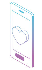 smartphone device with heart love vector illustration design