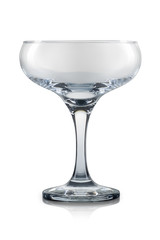 Empty champagne glass isolated on a white background