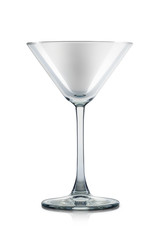 Empty martini glass isolated on white background