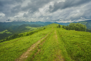 Fototapeta premium Colorful summer sunset in mountains