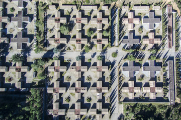 Fototapeta premium Cemetery. Aerial view.