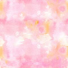 Abstract watercolor seamless pattern with colorful washes of paint