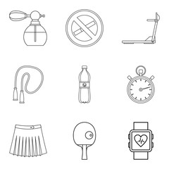 Rinse icons set, outline style