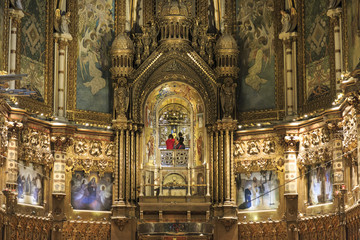 Fototapeta na wymiar Basilica of Monastery of Monserrat in Spain