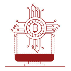 computer display with bitcoin money vector illustration design