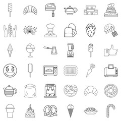 Caramelize icons set, outline style