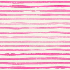 Photo sur Plexiglas Rayures horizontales Motif harmonieux d& 39 aquarelle avec des rayures horizontales roses sur une texture de papier aquarelle.