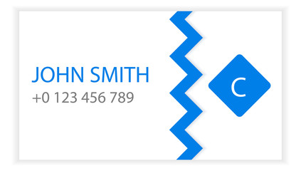 Flat modern business card, white and blue color. Simple modern minimal design. EPS10 Vector.
