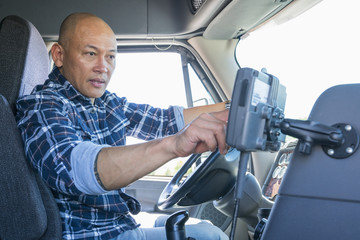 Truck driver using GPS