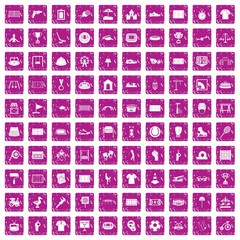 100 playground icons set grunge pink