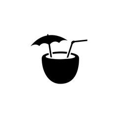 Coconut Cocktail vector icon. Simple flat symbol on white background