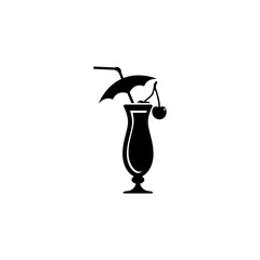 Cocktail with Cherry vector icon. Simple flat symbol on white background