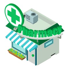 Pharmacy icon, isometric style