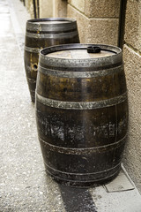 Naklejka premium Drums wooden wine