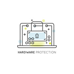 Vector Icon Style Illuetration Icon of Hardware Protection, Artificial Intelligence, Future Technologies, Encryption, Isolated Web Element
