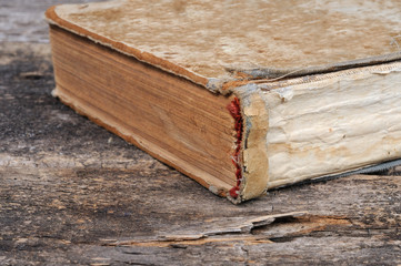 An old shabby book. Front view.