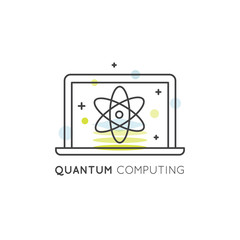 Vector Icon Style Illuetration Icon of Quantum Computing,  superposition and entanglement, Artificial Intelligence, Future Technologies, Physics, Isolated Web Element